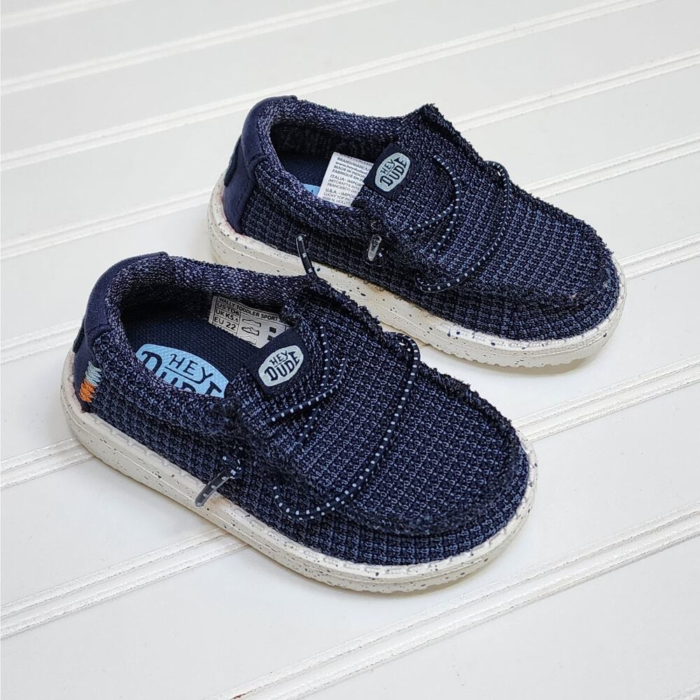 Hey Dude Wally Toddler Sport Mesh Slip On Shoes Size 6 Navy